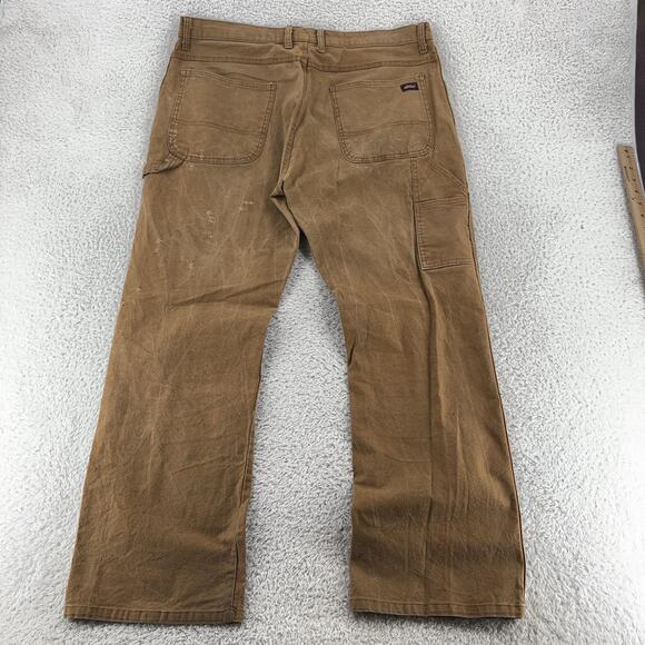 Dickies Carpenter Pants Mens 37x30 Brown Distressed Workwear Utility Canvas - Picture 2 of 12